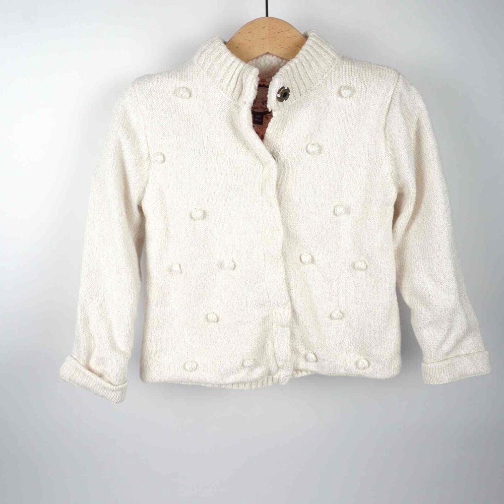 Sergent Major Cardigan Kids 4T Cream Gold Metallic Bobble Knit‎ Floral Lined